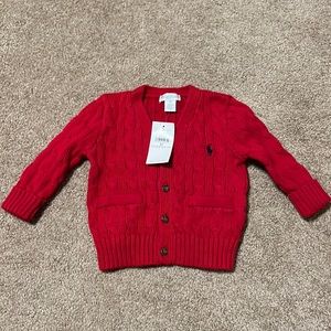 Ralph Lauren red cable knit sweater 9M NWT.